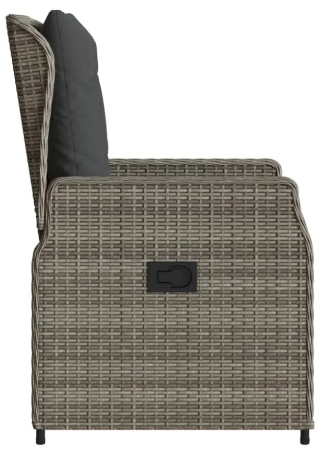 2 db szürke polyrattan dönthető kerti szék