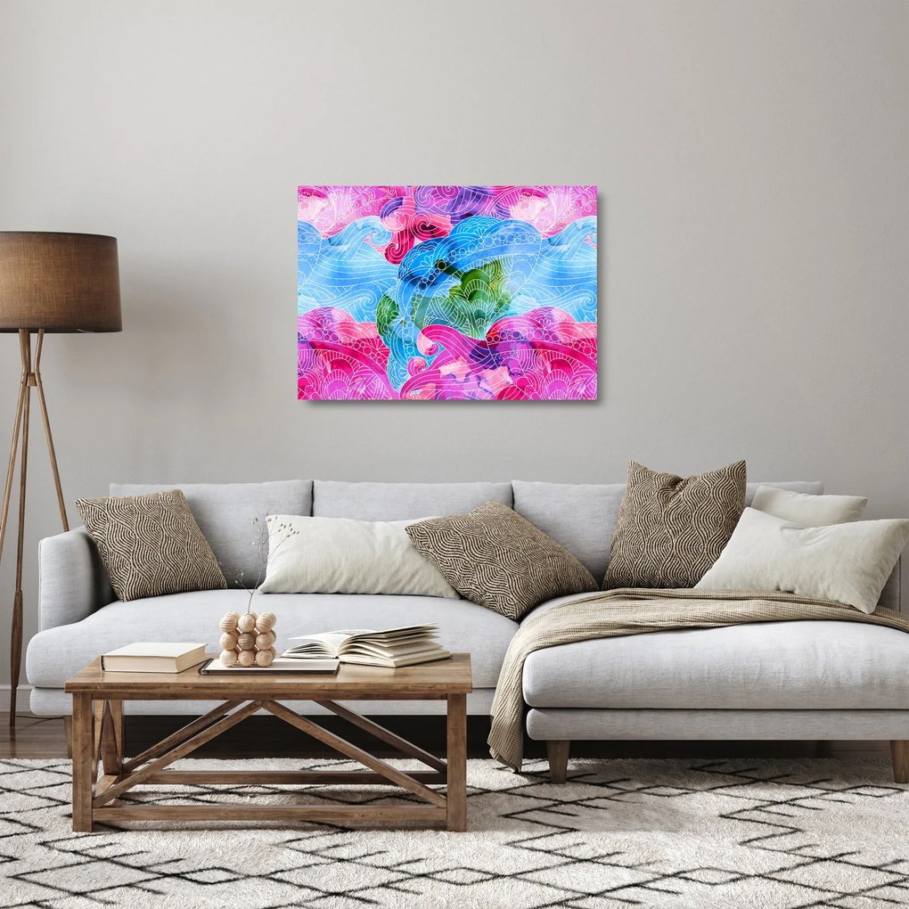 Kép - Színes hullámok (üvegen) (70x50 cm)