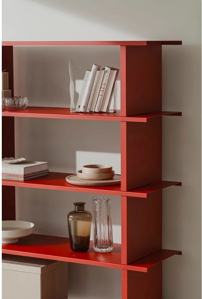 Piros fém könyvespolc 120x156x37 cm Hes – noo.ma