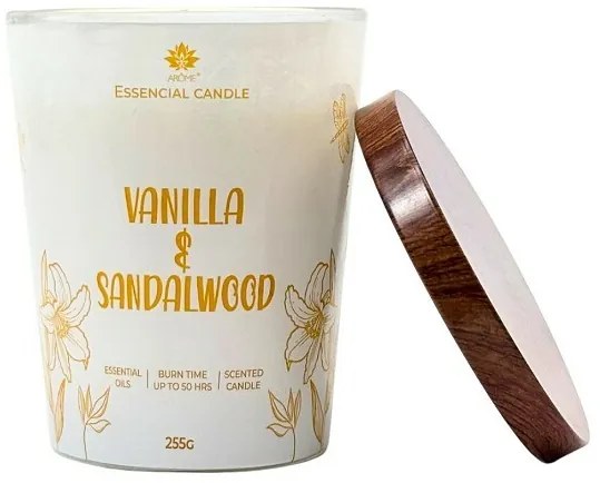 Arome Vanilla & Sandalwood gyertya üvegben, fém fedéllel 255g