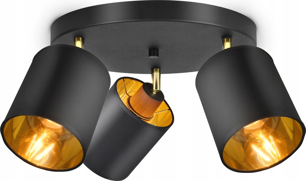 Lámpa Plafon Csillár Mozgatható Lámpaernyő Fekete Arany