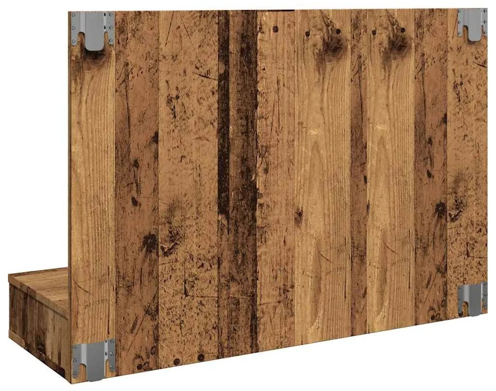 antik fa tükrös szekrény LED-ekkel 90x31,5x62 cm