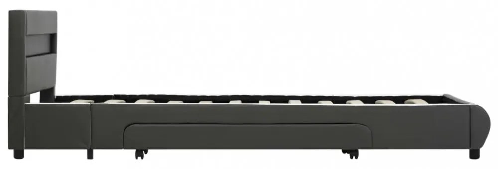 antracitszürke LED-es műbőr ágykeret 90 x 200 cm