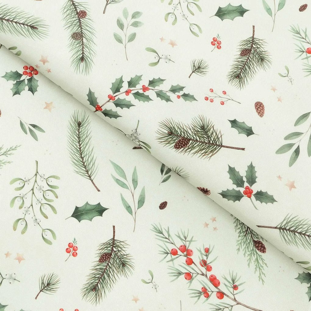 Goldea karácsonyi teflon szövet terítőknek - téli ágacskák 160 cm