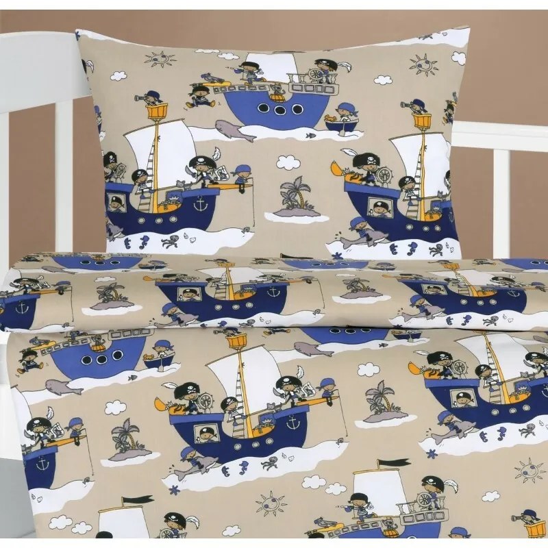 Bellatex pamut bölcsőágynemű Agata Sailor kék 90 x135 cm, 45 x 60 cm