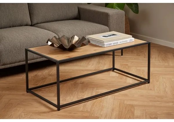 SARON tölgy/fekete dohányzóasztal