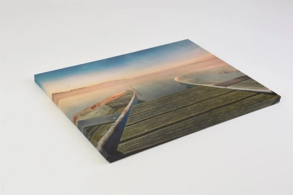 Fali kép Móló hajókkal LED időzítővel 30 x 40 cm