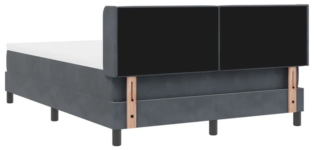 Boxspring Ágy Mattal Sötét Szürke 160x200 cm Bársony