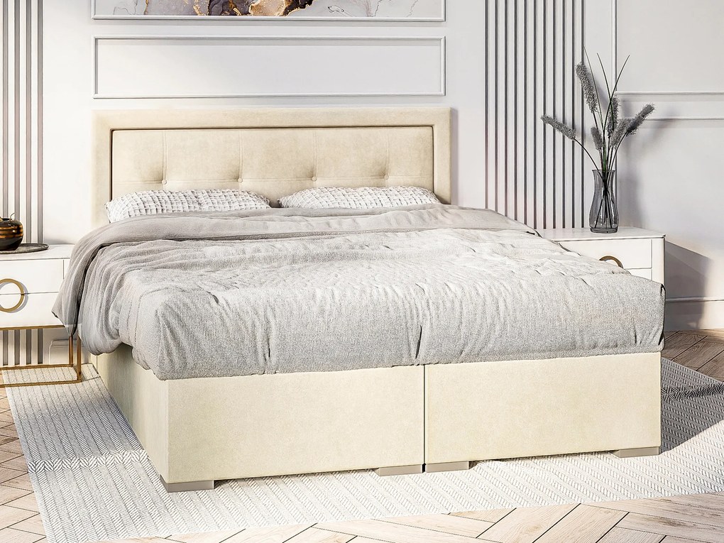 Franciaágy Boxspring 180 cm Veronica (krém) (matraccal és tárolóhellyel). Akció -17%. 1043456