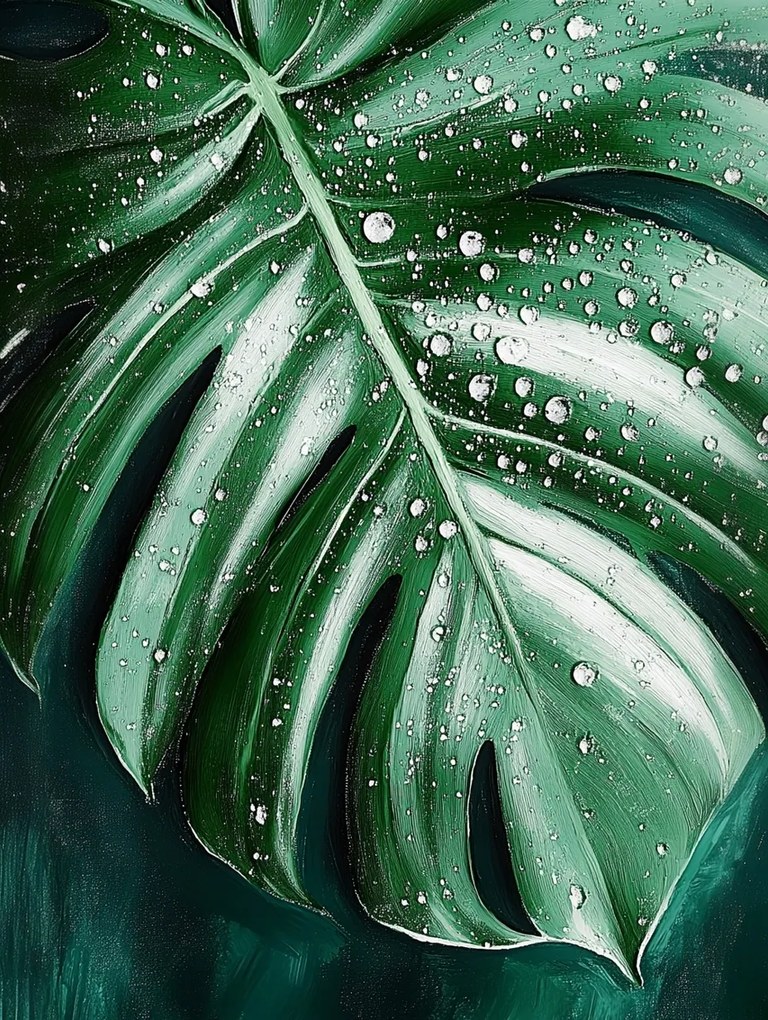 Vászonkép Canvas Természet Monster Levél Filodendron Víz Harmat 75x100