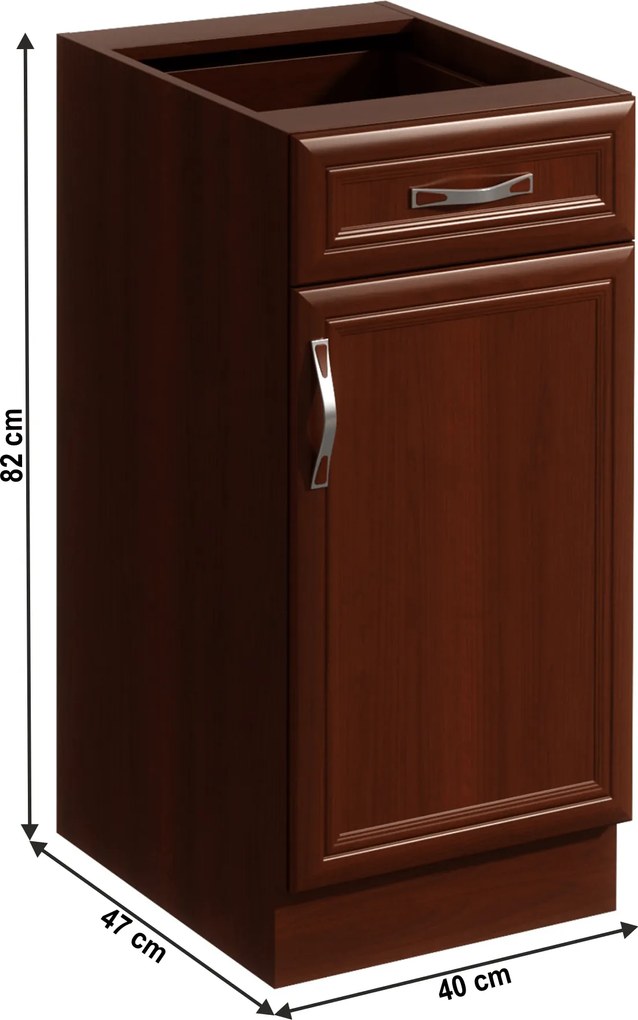 Alsószekrény D40S1 fiókkal, jobbos, dió Milano, SICILIA