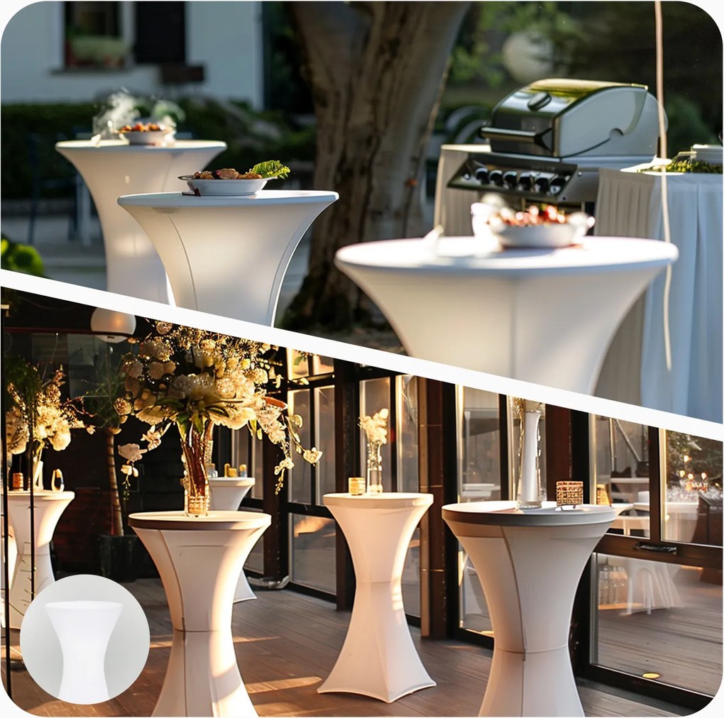 Casaria® Összecsukható bárasztal Ø60 cm - fehér/márvány hatás