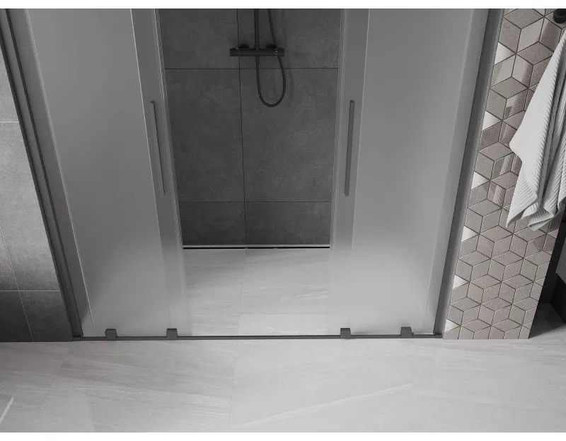 Mexen Velar Duo, tolózuhanyajtó nyitáshoz 180 cm, 8 mm-es matt üveg, polírozott grafit, 871-180-000-32-95