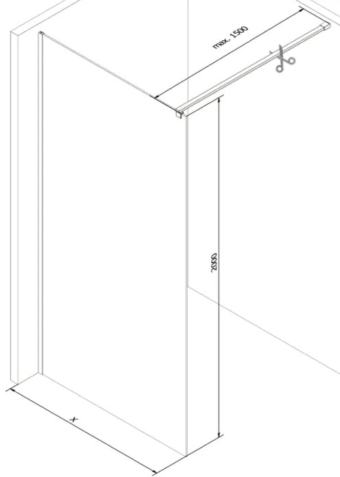 Mexen Kioto, zuhany paraván 130 x 200 cm, 8 mm-es üveg bordás mintával, króm profil, 800-130-101-01-09