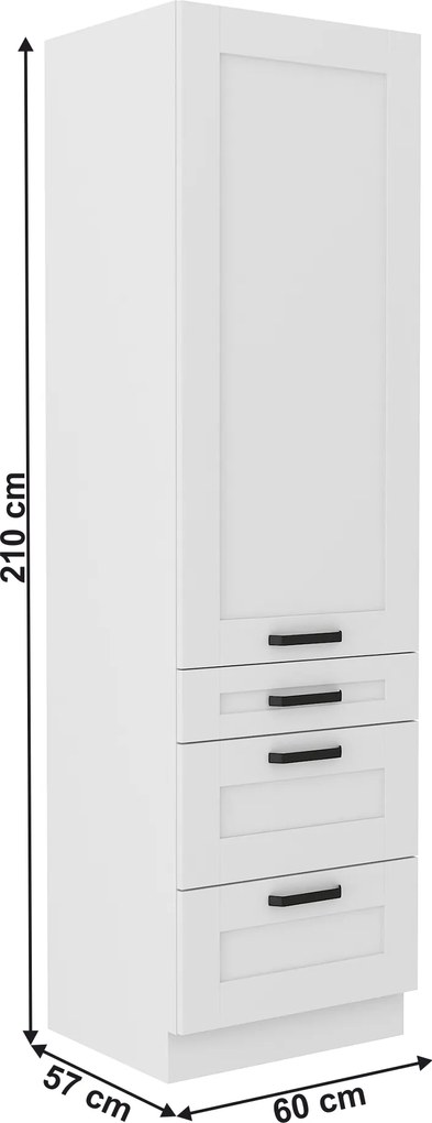 Magas szekrény, fehér, LULA 60 DKS-210 3S 1F