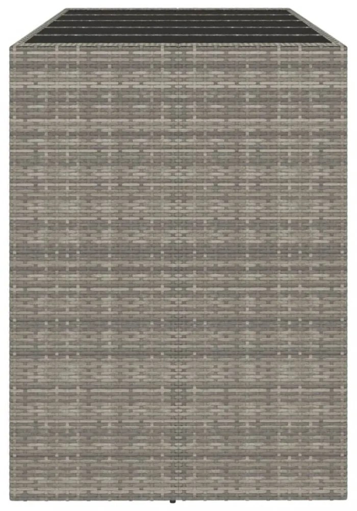 szürke polyrattan üveglapos kerti asztal 185 x 80 x 110 cm
