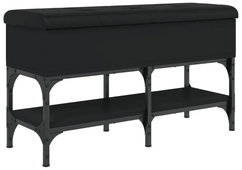 fekete szerelt fa cipőtároló pad 82 x 32 x 45 cm