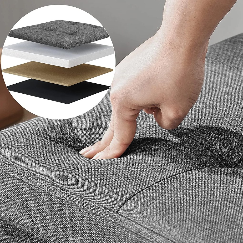 Puff 110x38x38 cm, tároló ottomán pad, 120 l, sötétszürke