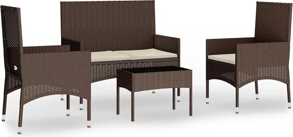 vidaXL 4 részes barna polyrattan kerti ülőgarnitúra párnákkal