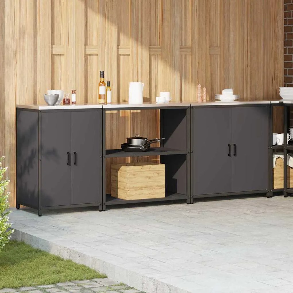 Konyhai Tároló Készlet polcokkal 3 pcs Fekete 240 x 50 x 92 cm