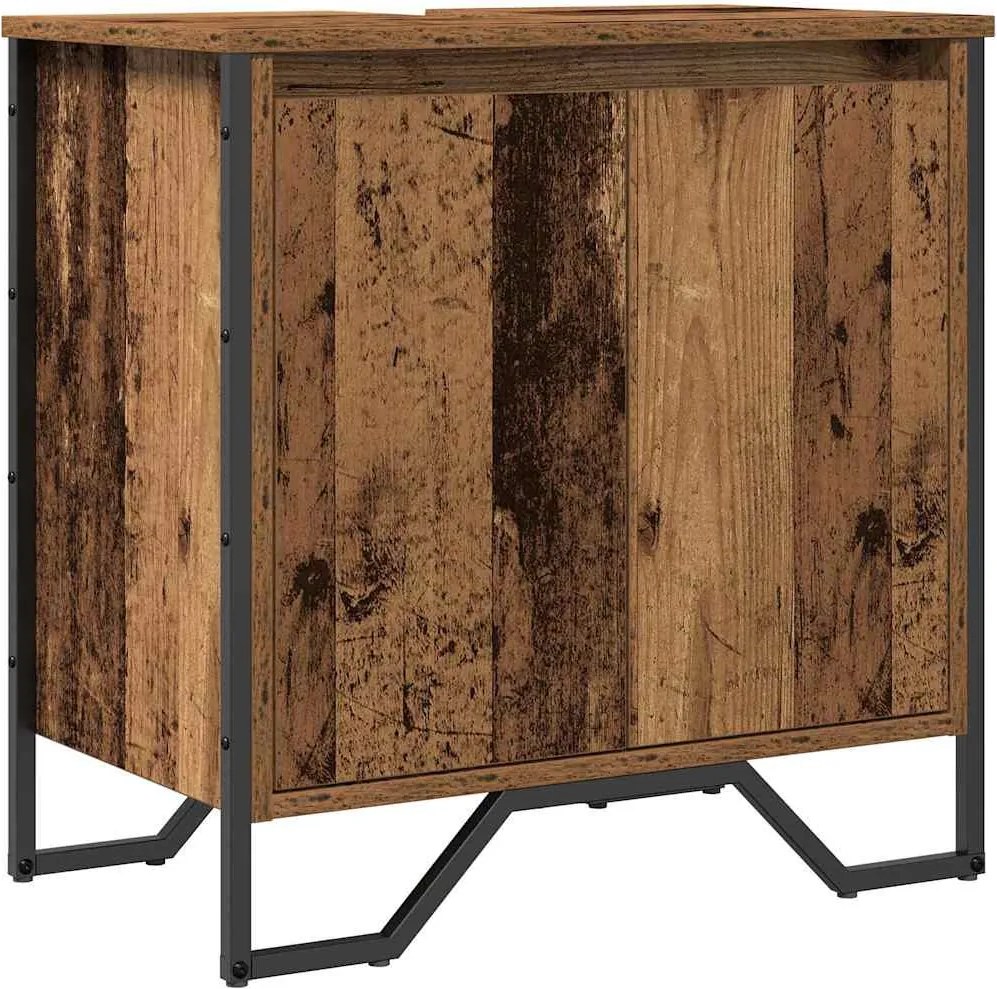 vidaXL Fürdőszobai mosdószekrény Öreg fa 60 x 35 x 60 cm Faanyag