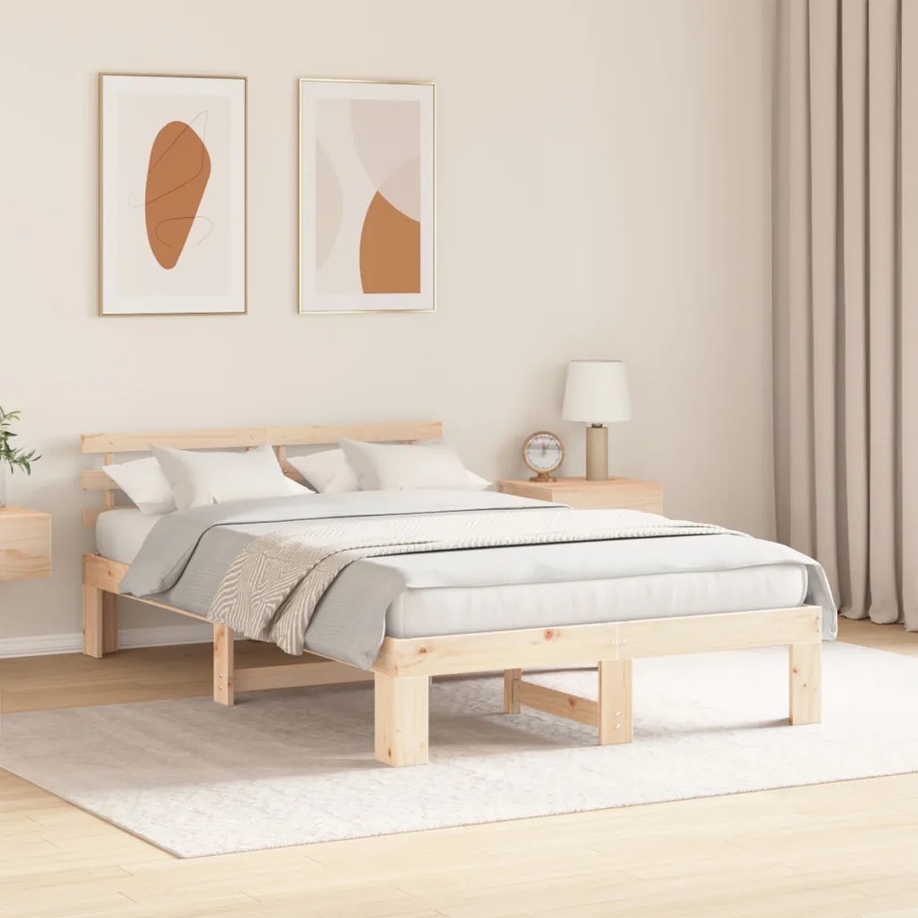 Tömör Fenyőfa Ágykeret Természetes Fa Tömör Fa 140 x 190 cm