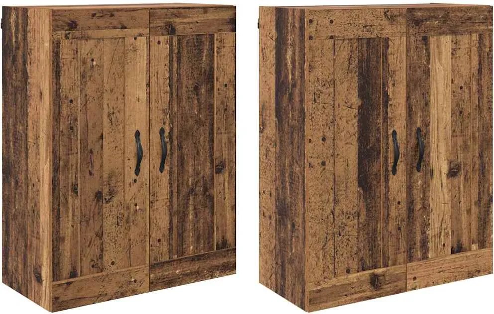 vidaXL Fali szekrény 2 pcs Öreg fa 69,5 x 34 x 90 cm Faanyag