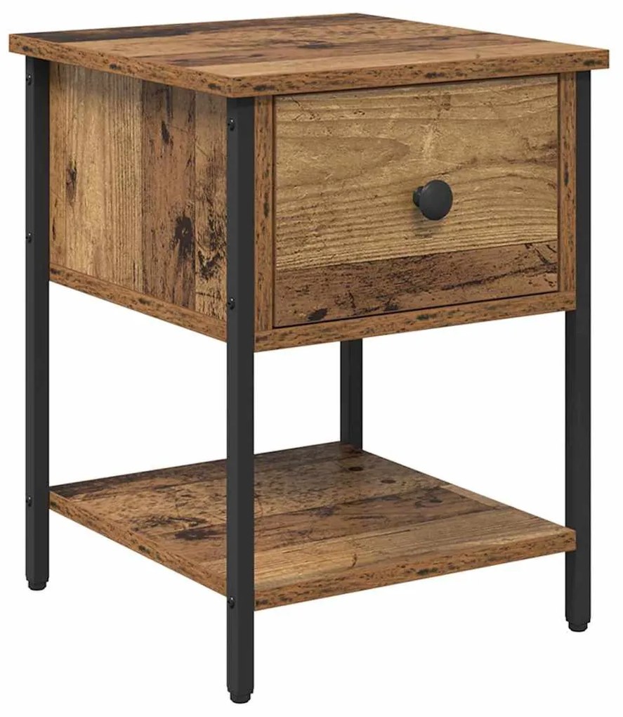 Éjjeli asztal fiókkal 2 pcs Régi fa 34 x 35,5 x 45 cm Faanyag