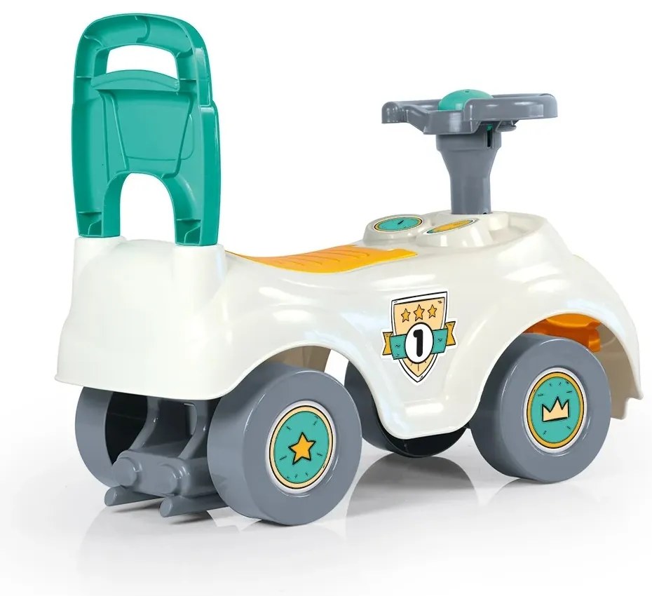 Dolu autó háttámlával futóbicikli, fehér