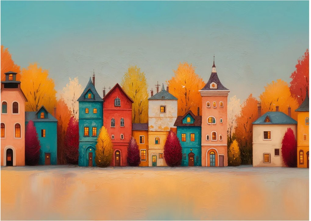 Kép - Őszi falu (70x50 cm)