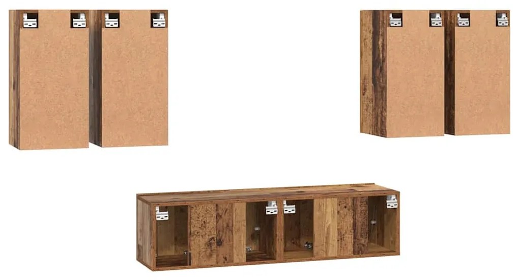TV szekrény garnitúra 6 pcs Régi fa 60 x 30 x 30 cm Faanyag