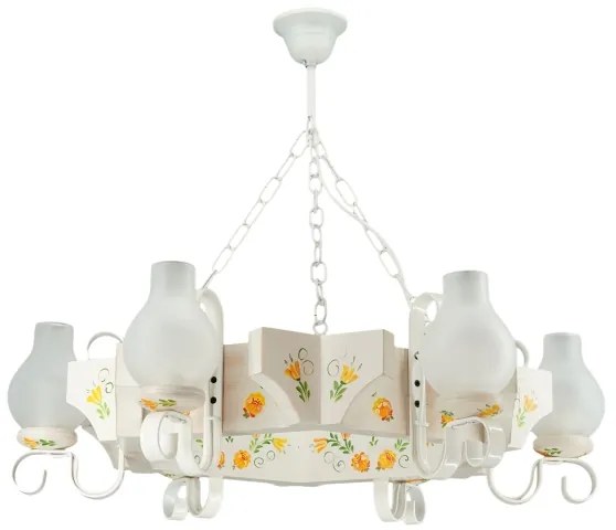 Brilagi - Láncos csillár QUEEN 6xE14/40W/230V bükk/krémszínű