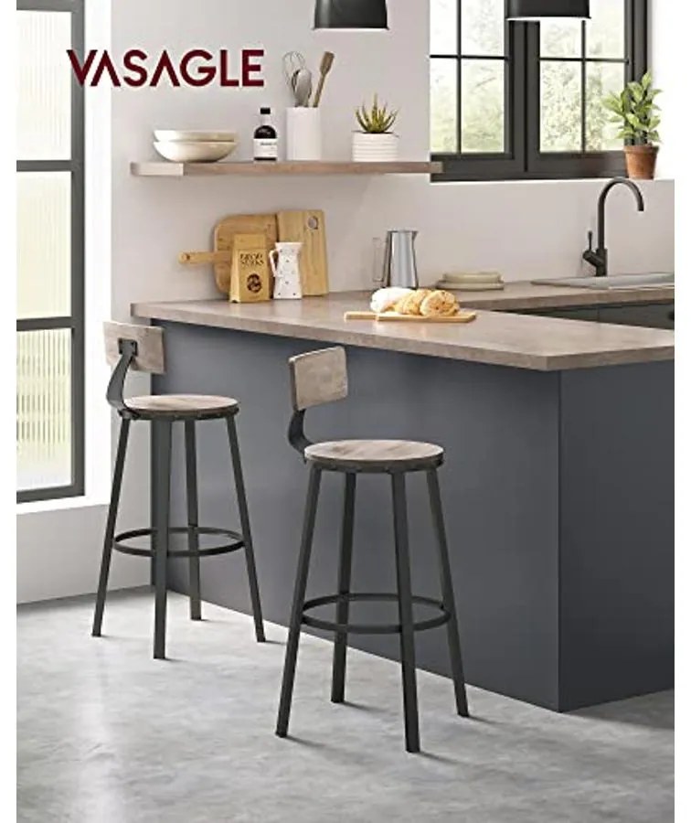 Bárszékek, Konyhai Székek 2 db-os Szett, Szürkés Bézs és Fekete