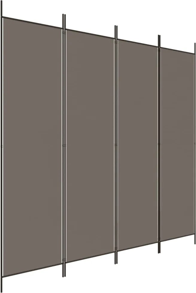 vidaXL 4 paneles antracitszürke szövet térelválasztó 200x220 cm