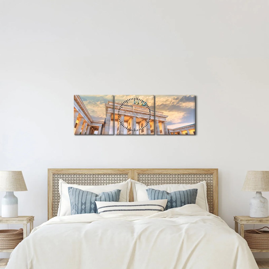 Kép - Brandenburgi kapu, Berlin, Németország (órával) (90x30 cm)