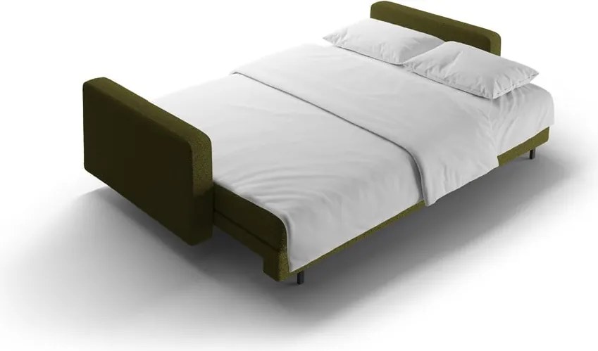 Zöld buklé kinyitható tárolóhelyes kanapé 222 cm Bali – Cosmopolitan Design