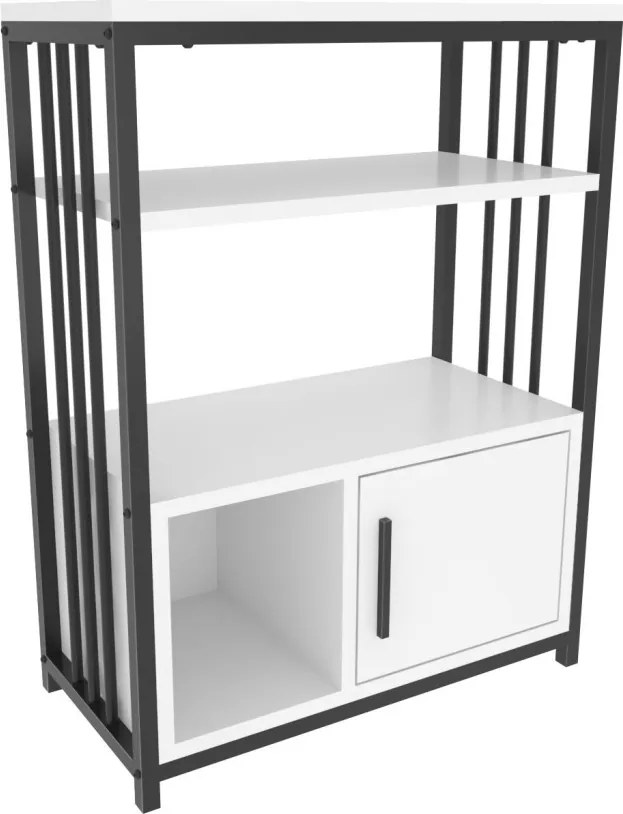 Letos könyvespolc, fehér-fekete, 60 cm