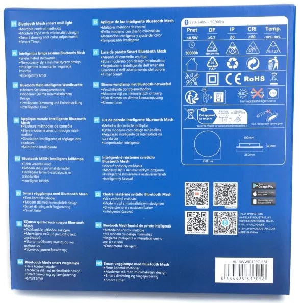 Aigostar - LED RGBW Dimmelhető fali világítás MESH Smart LED/12W/230V + távirányító fekete