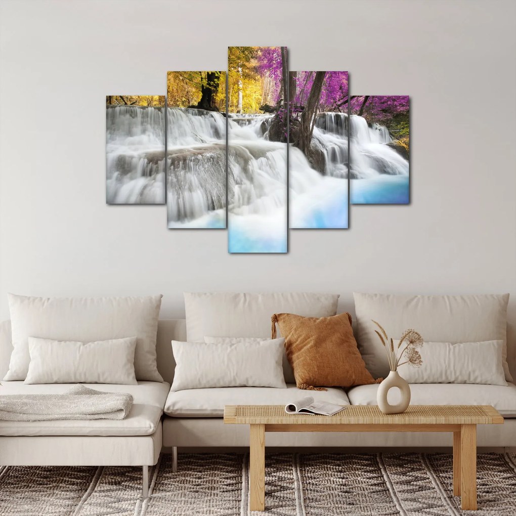 Egy kép Erawan vízeséséről az erdőben (150x105 cm)