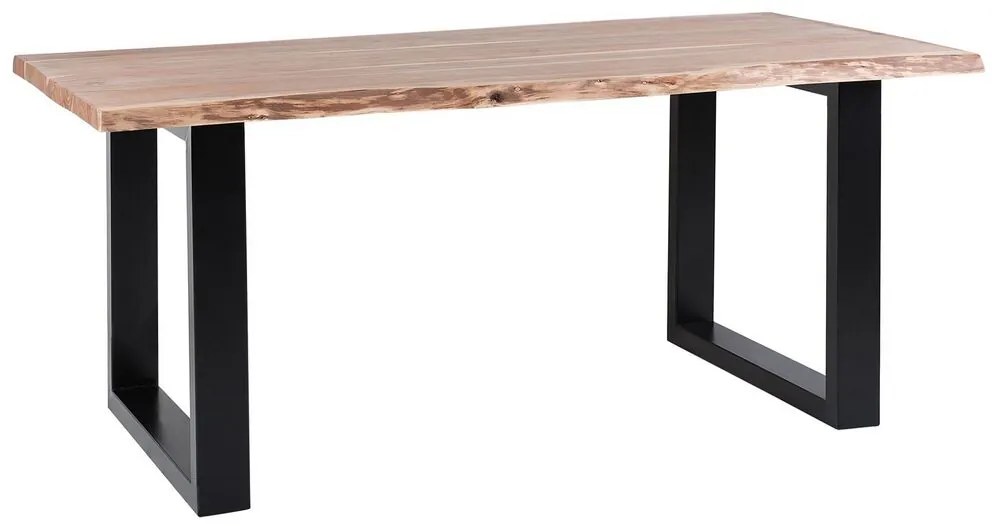 Rusztikus Fa Étkezőasztal Fekete Fém Lábazattal 200 x 95 cm HEBY Beliani