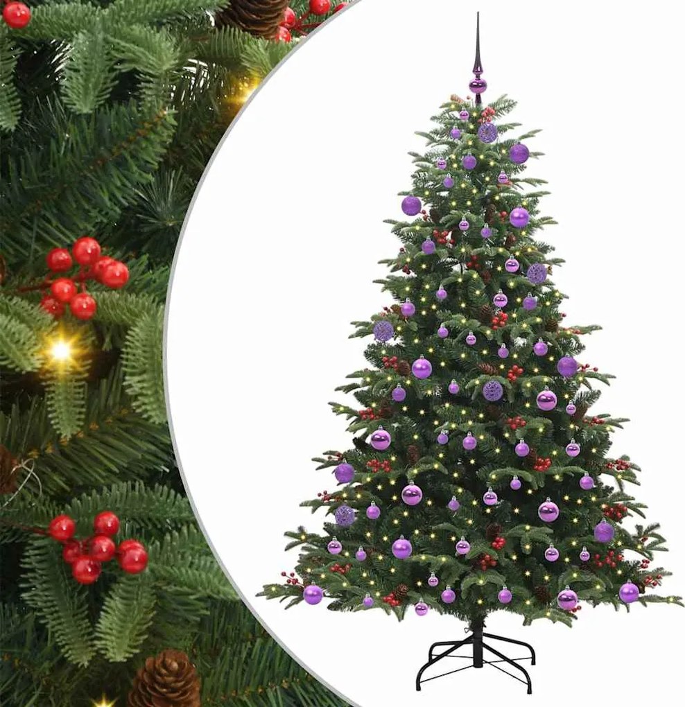 vidaXL Mű karácsonyfa 300 LED-del Zöld 180 cm PVC és Fém és Műanyag