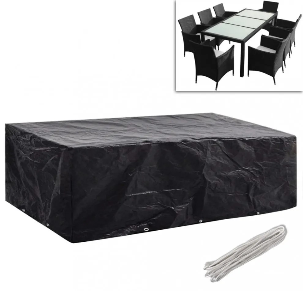 2 db 8 személyes polyrattan szett huzat 10 lyukkal 300 x 140 cm