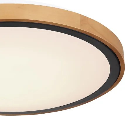Globo 41764-24 Mennyezeti lámpa, matt fekete fém, barna fa, akril fehér, lépcsős kapcsoló, 3000-4500-6000K kapcsoló a terméken, ø: 437mm, M: 110mm, inkl.LED 24W 230V,1000lm, CCT 3000/4500/6000K