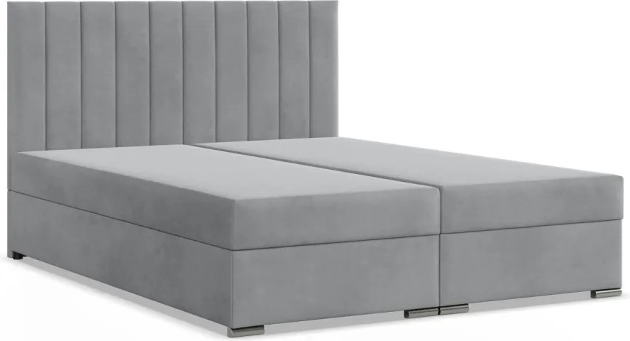 Agen ágy, bársony, 180 x 200, ágyneműtartóval, szürke