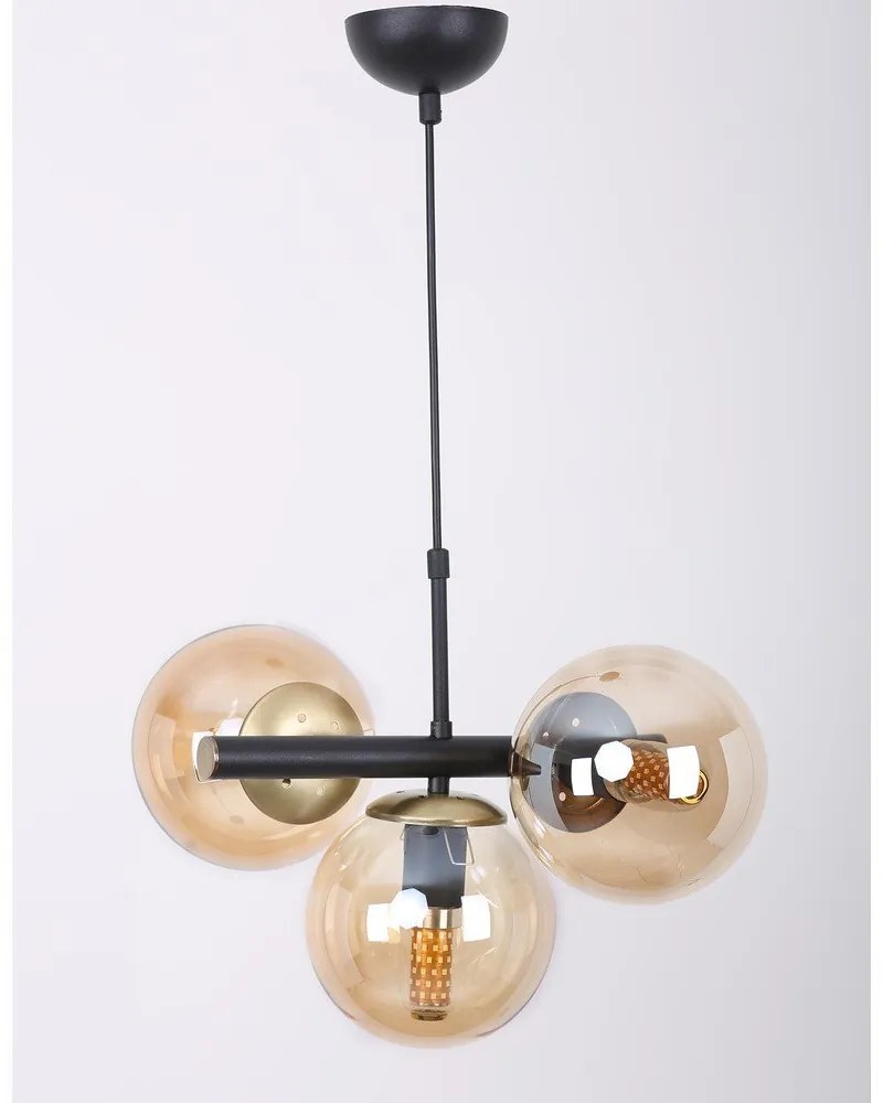 Sárga-fekete függőlámpa üveg búrával ø 15 cm Cascade – Squid Lighting