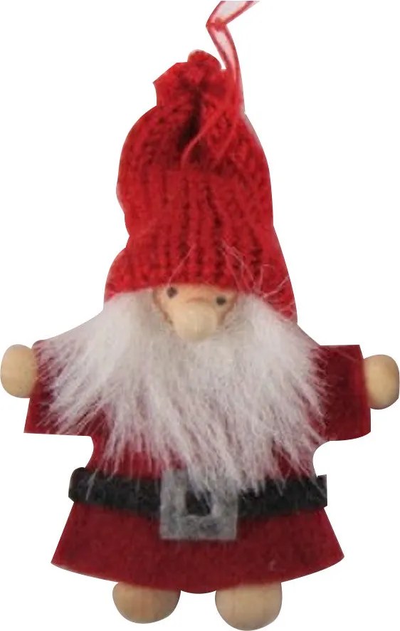 Piros ruhás textil mikulás akasztóval 9 cm