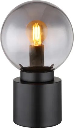 Globo 21003B Asztali lámpa fém fekete matt, füstszínű üveg, billenőkapcsoló a kábelen, ø: 150mm, M:245mm, kábelhossz 1500mm, nem tartozék: 1x E14 25W 230V