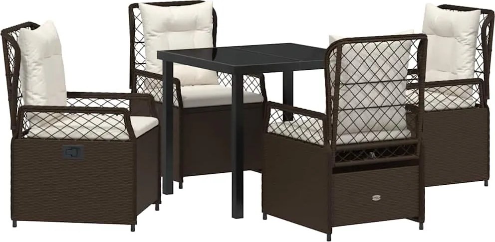 vidaXL Kert étkező szett 5 pcs Barna polirattan