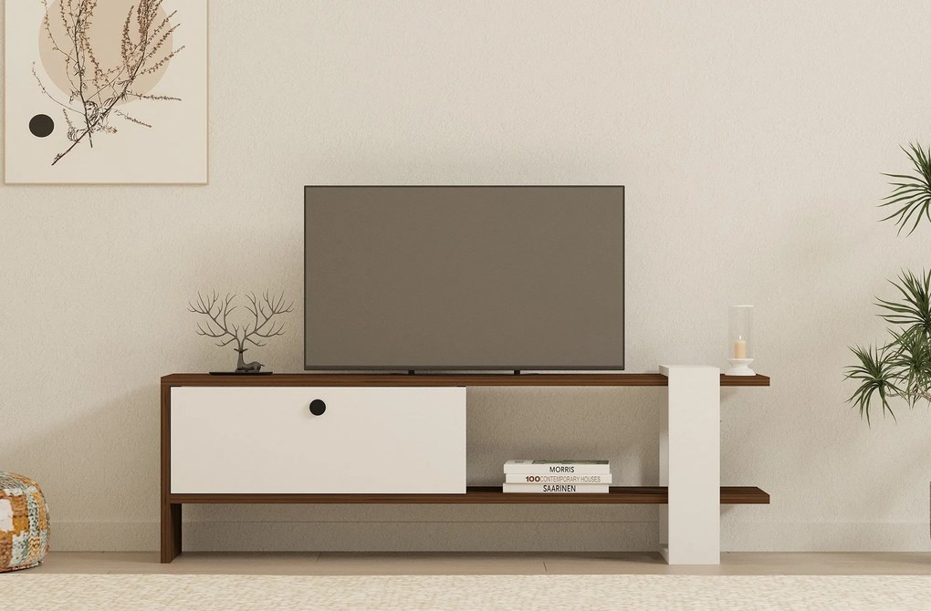 TV szekrény Gaye - Walnut, White