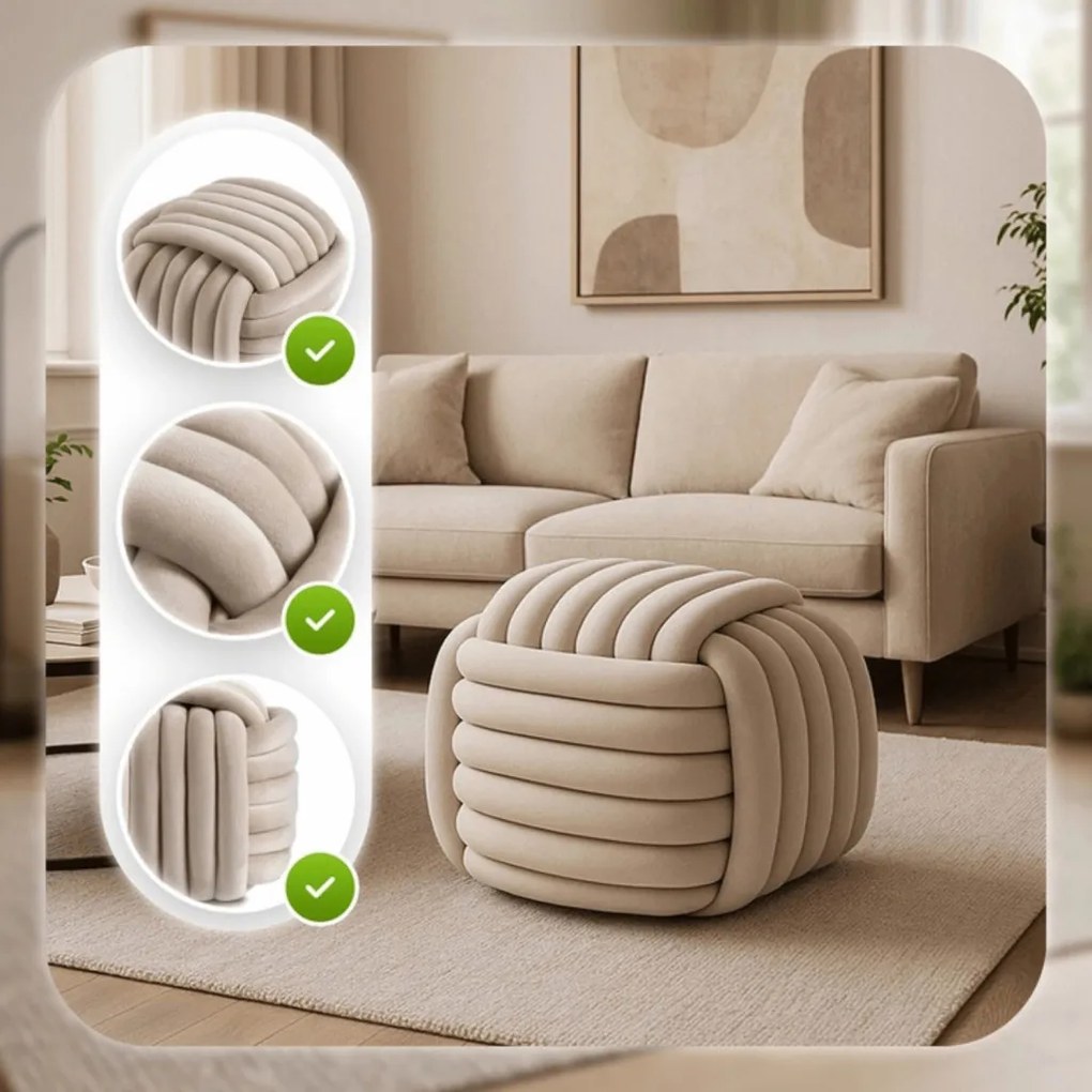 MAGMA krémszín fonott puff